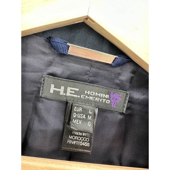 HE Homini Emerito by Mango Navy Blue Notch Lapel Jacket Men's Size Medium M - Picture 5 of 8